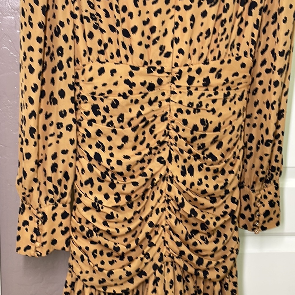 Nicholas Ruched Leopard Print Long Sleeve Silk Cr… - image 8